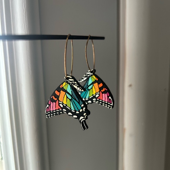 Jewelry - Handpainted Butterfly Earrings